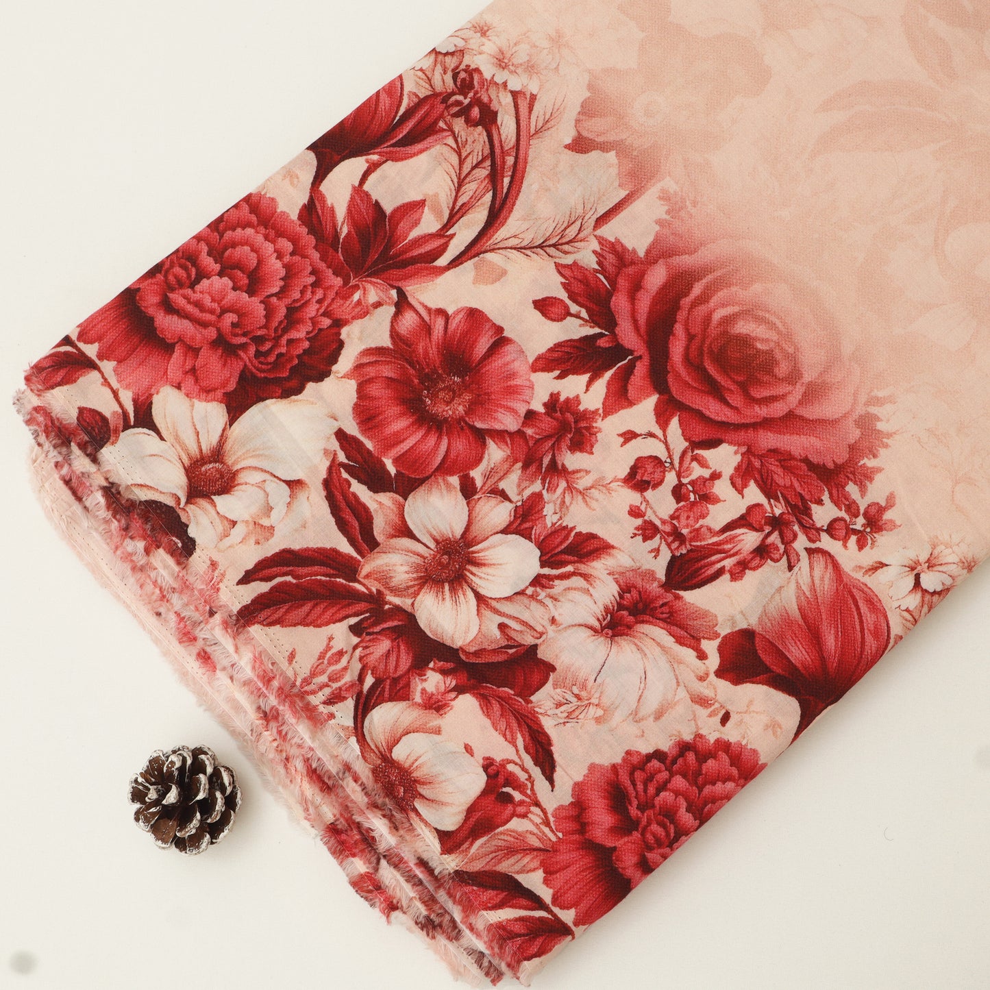 Cotton Chikan Print Embroidery Fabric