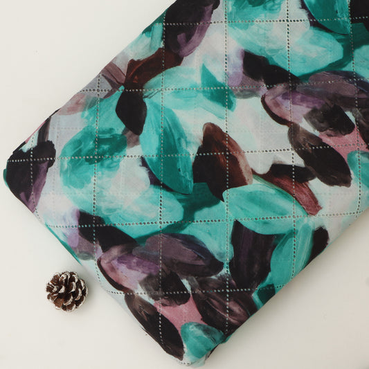 Cotton Chikan Print Embroidery Fabric