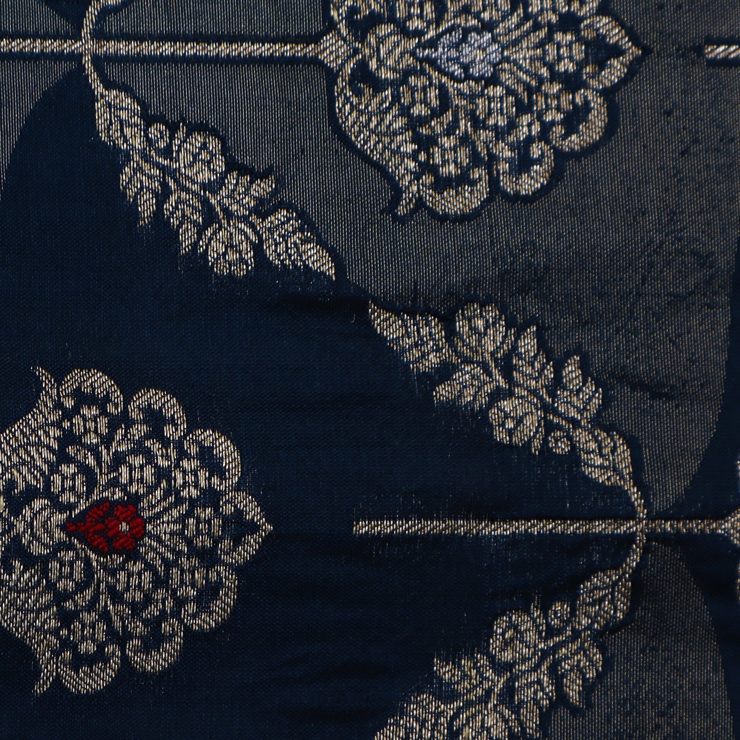 Teal Blue Color Katan Meena Brocade Fabric