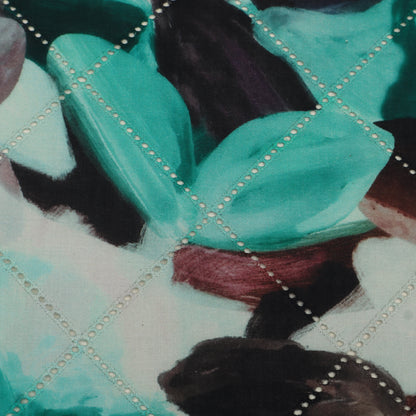 Cotton Chikan Print Embroidery Fabric