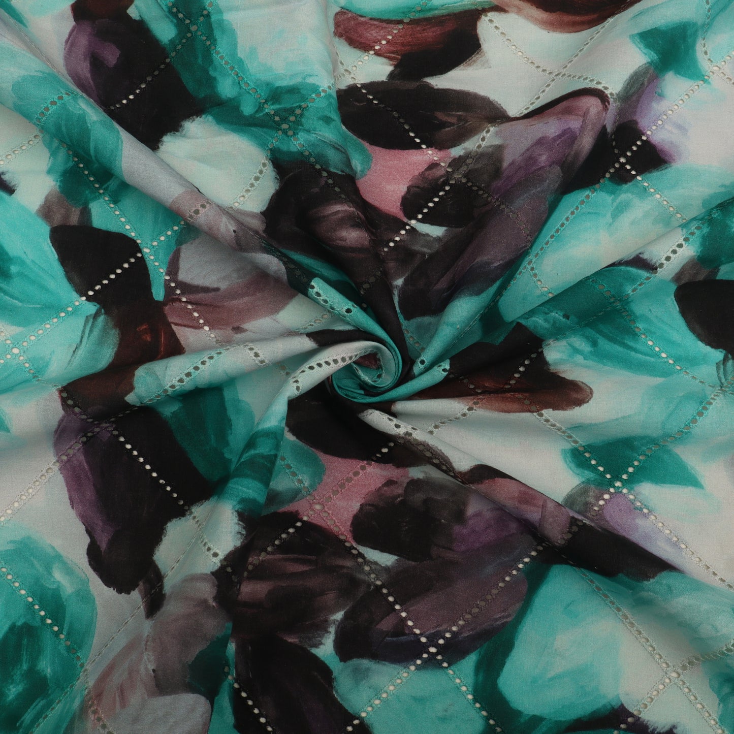 Cotton Chikan Print Embroidery Fabric
