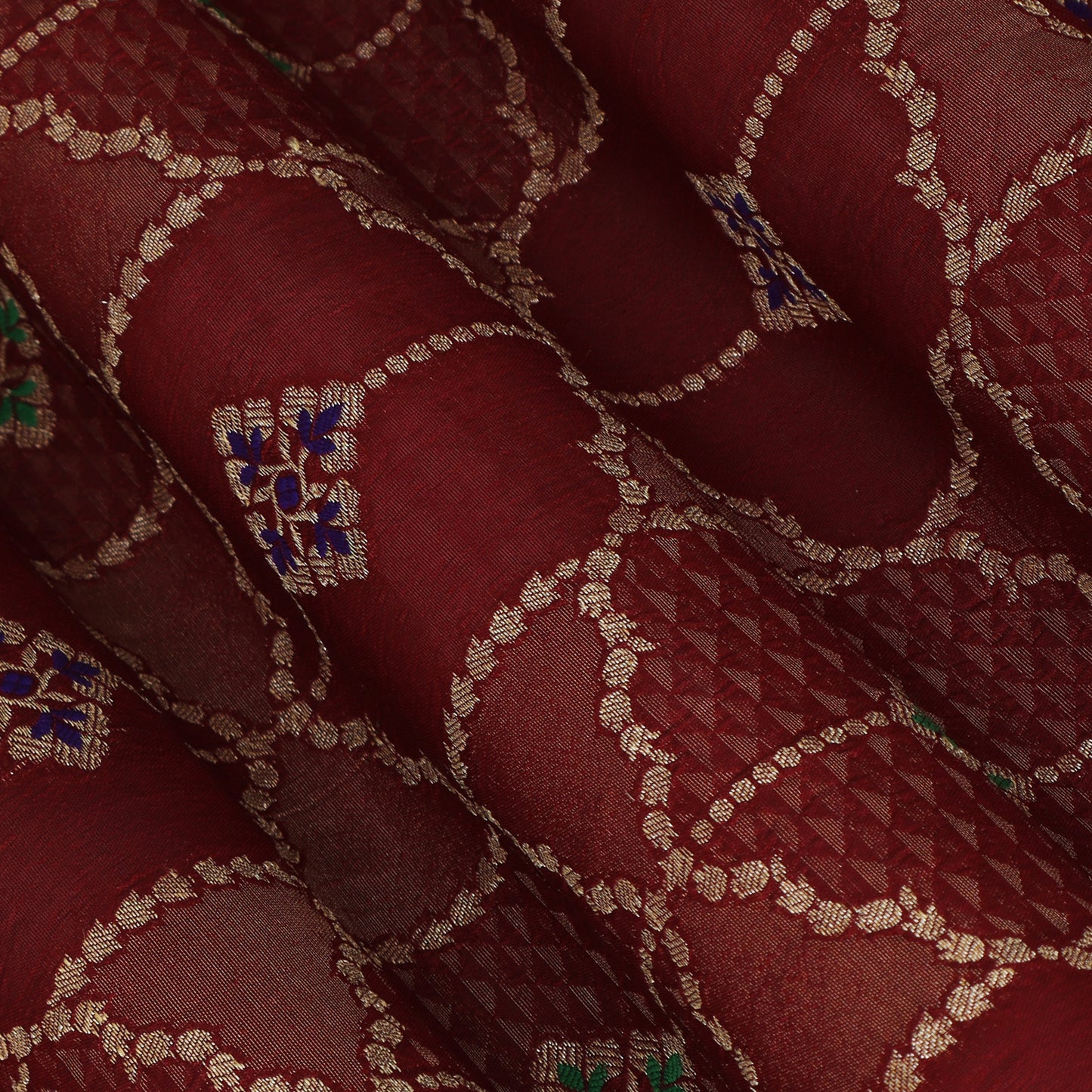 Maroon Color Katan Meena Brocade Fabric