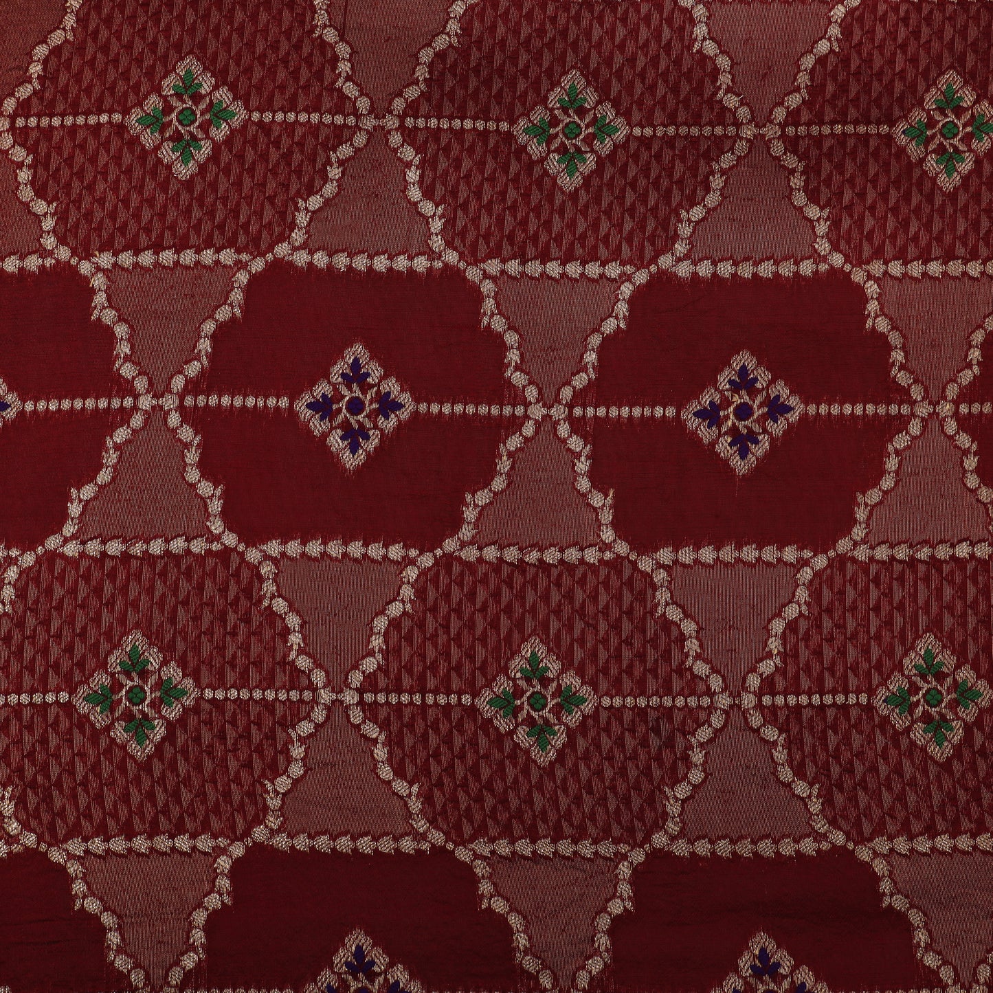 Maroon Color Katan Meena Brocade Fabric