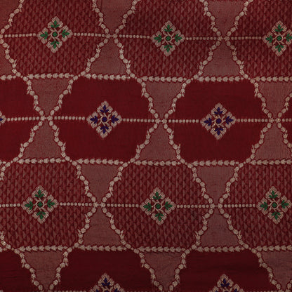 Maroon Color Katan Meena Brocade Fabric