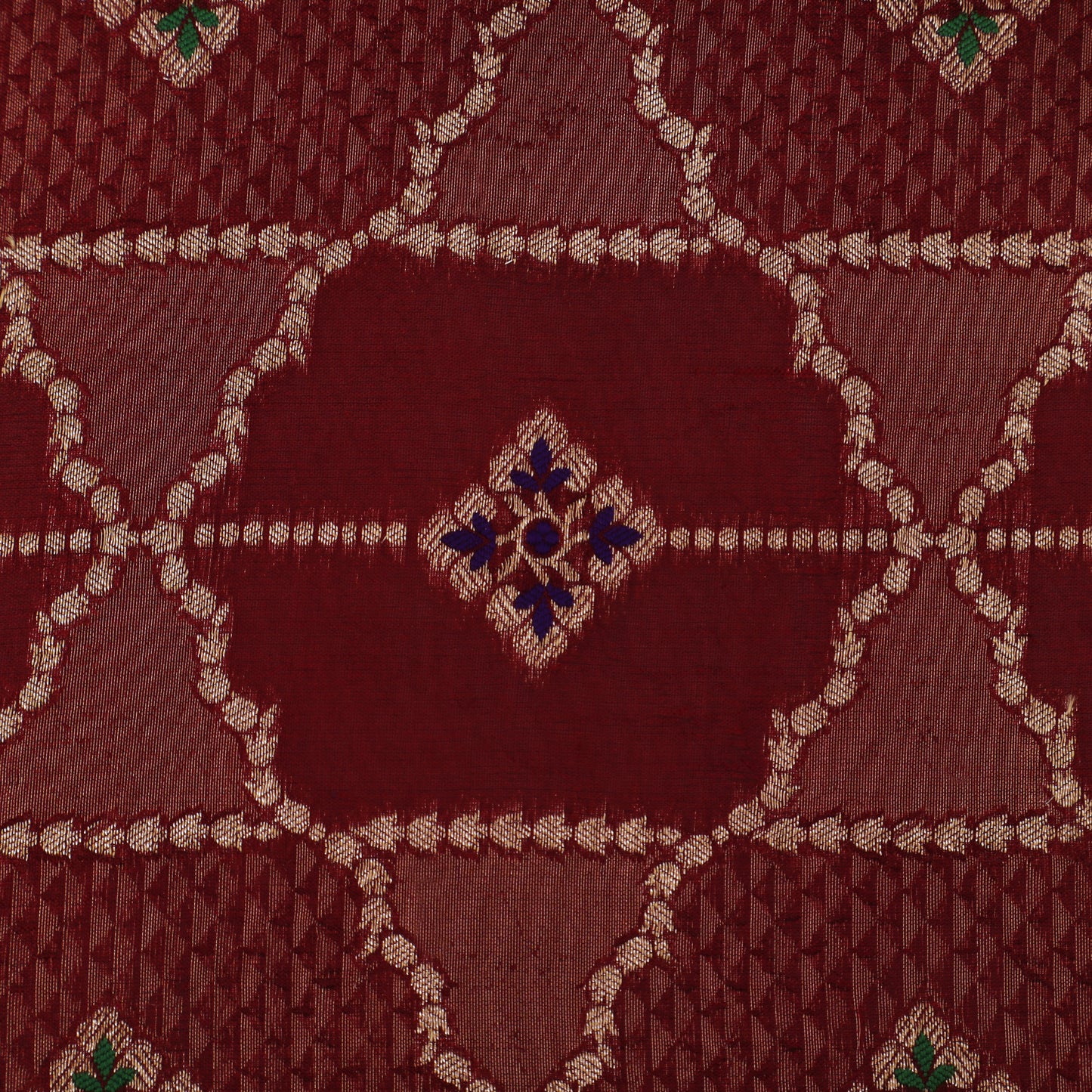 Maroon Color Katan Meena Brocade Fabric