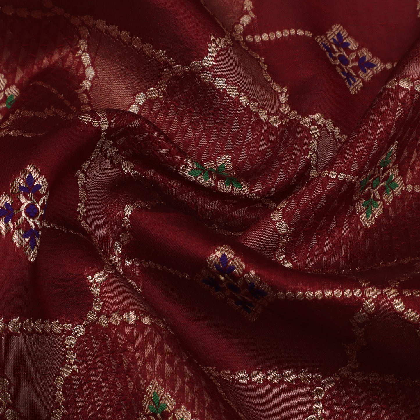 Maroon Color Katan Meena Brocade Fabric