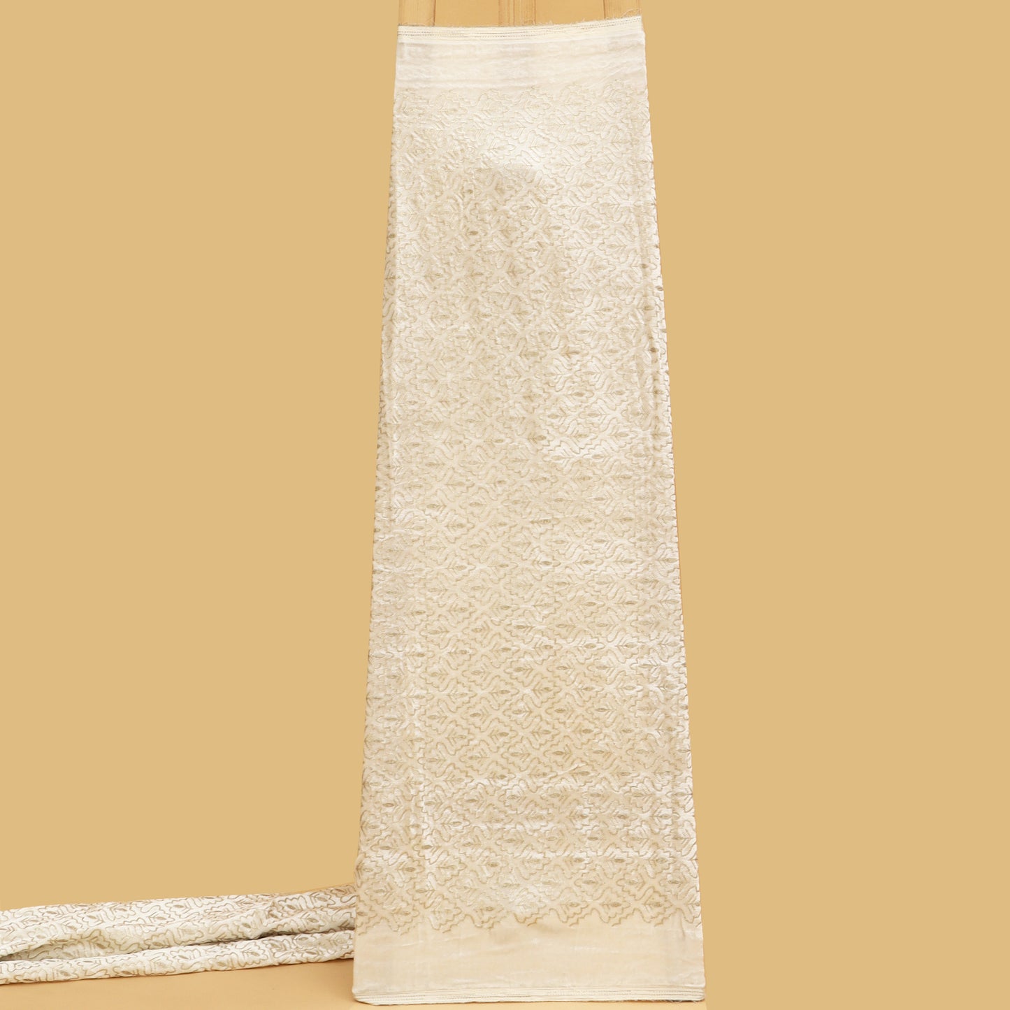 White Color Velvet Embroidery Fabric