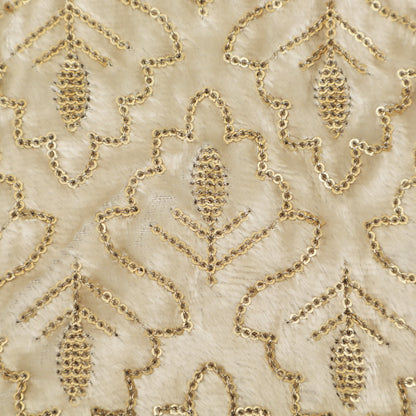 White Color Velvet Embroidery Fabric