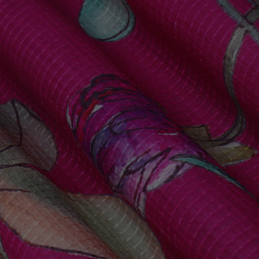 Colored Chanderi Embroidery Fabric