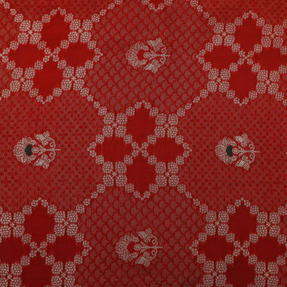 Red Color Katan Meena Brocade Fabric