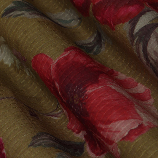 Colored Chanderi Embroidery Fabric