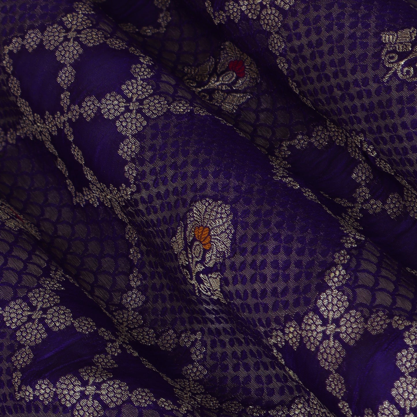 Purple Color Katan Meena Brocade Fabric