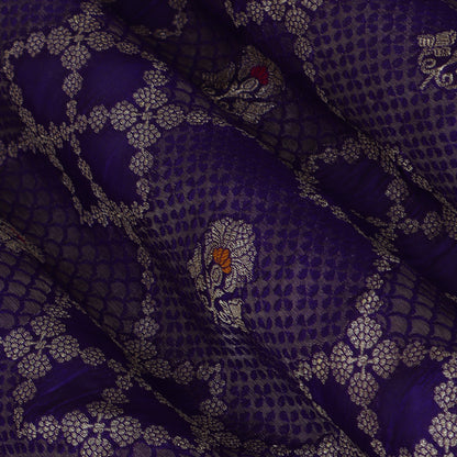 Purple Color Katan Meena Brocade Fabric