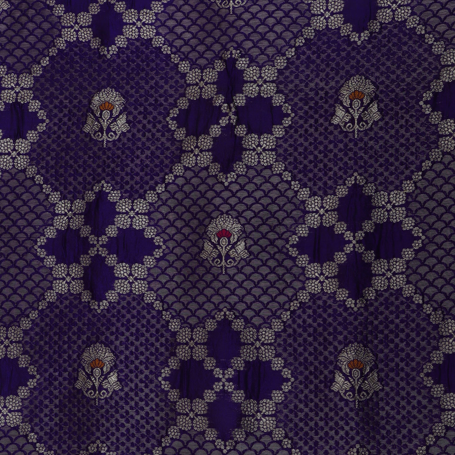 Purple Color Katan Meena Brocade Fabric
