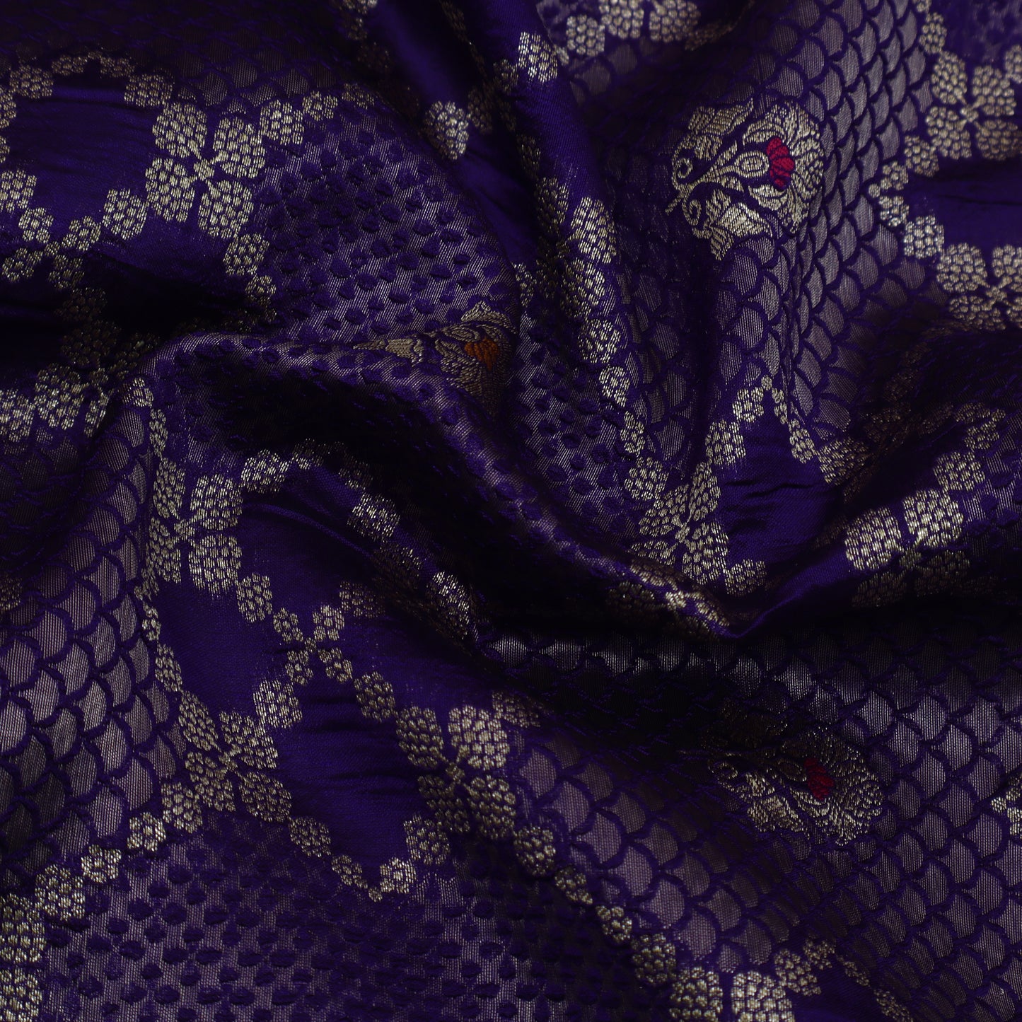Purple Color Katan Meena Brocade Fabric
