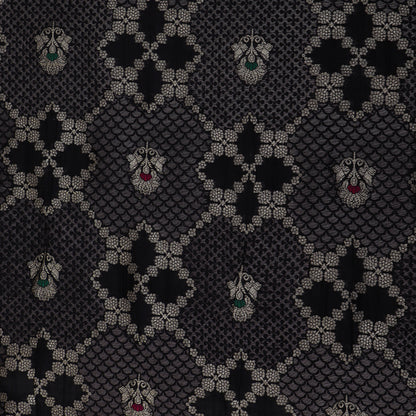 Black Color Katan Meena Brocade Fabric