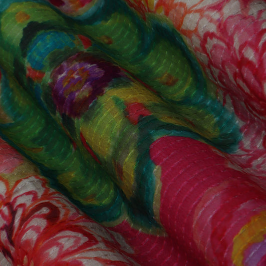 Colored Chanderi Embroidery Fabric