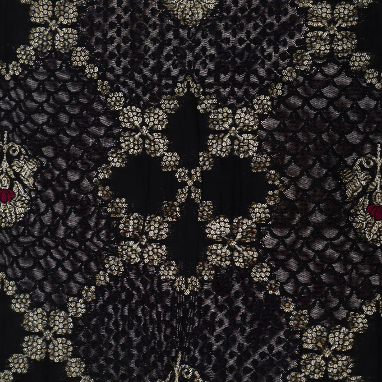 Black Color Katan Meena Brocade Fabric