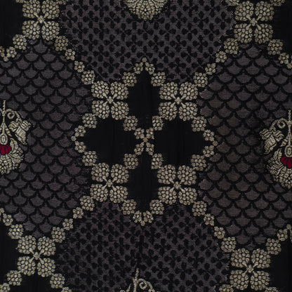 Black Color Katan Meena Brocade Fabric