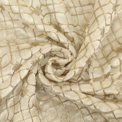 White Color Velvet Embroidery Fabric