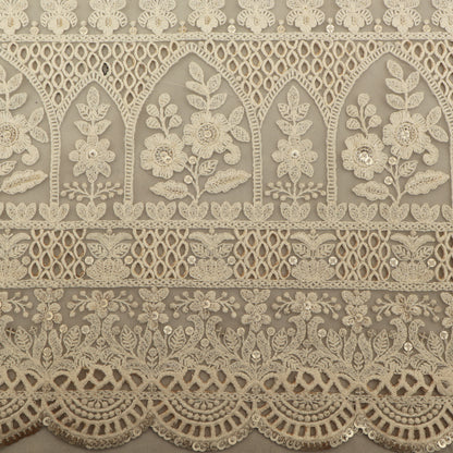 White Color Net Embroidery Fabric