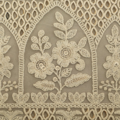 White Color Net Embroidery Fabric