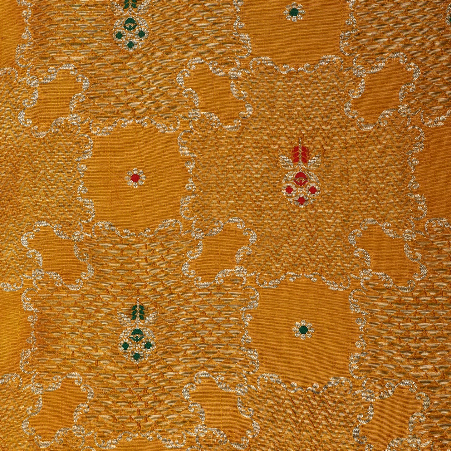 Mustard Color Katan Meena Brocade Fabric