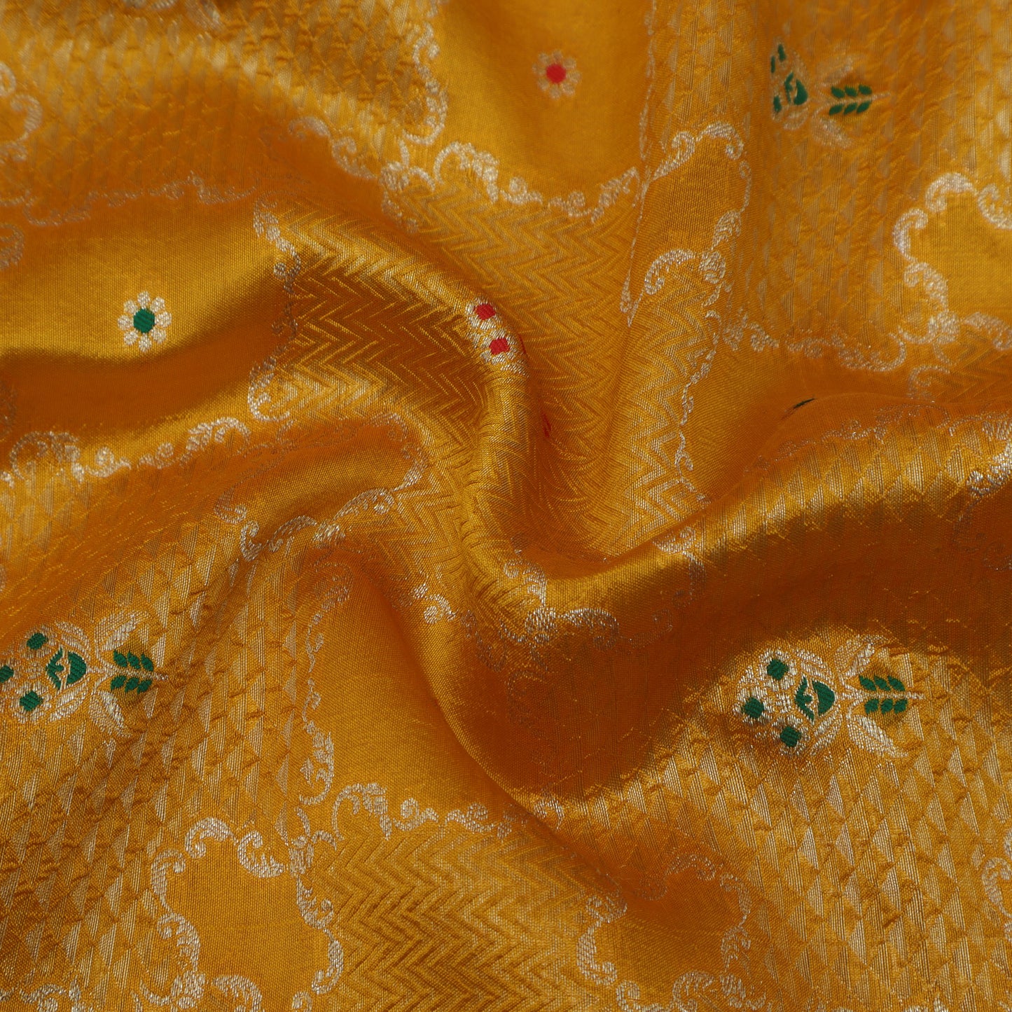 Mustard Color Katan Meena Brocade Fabric