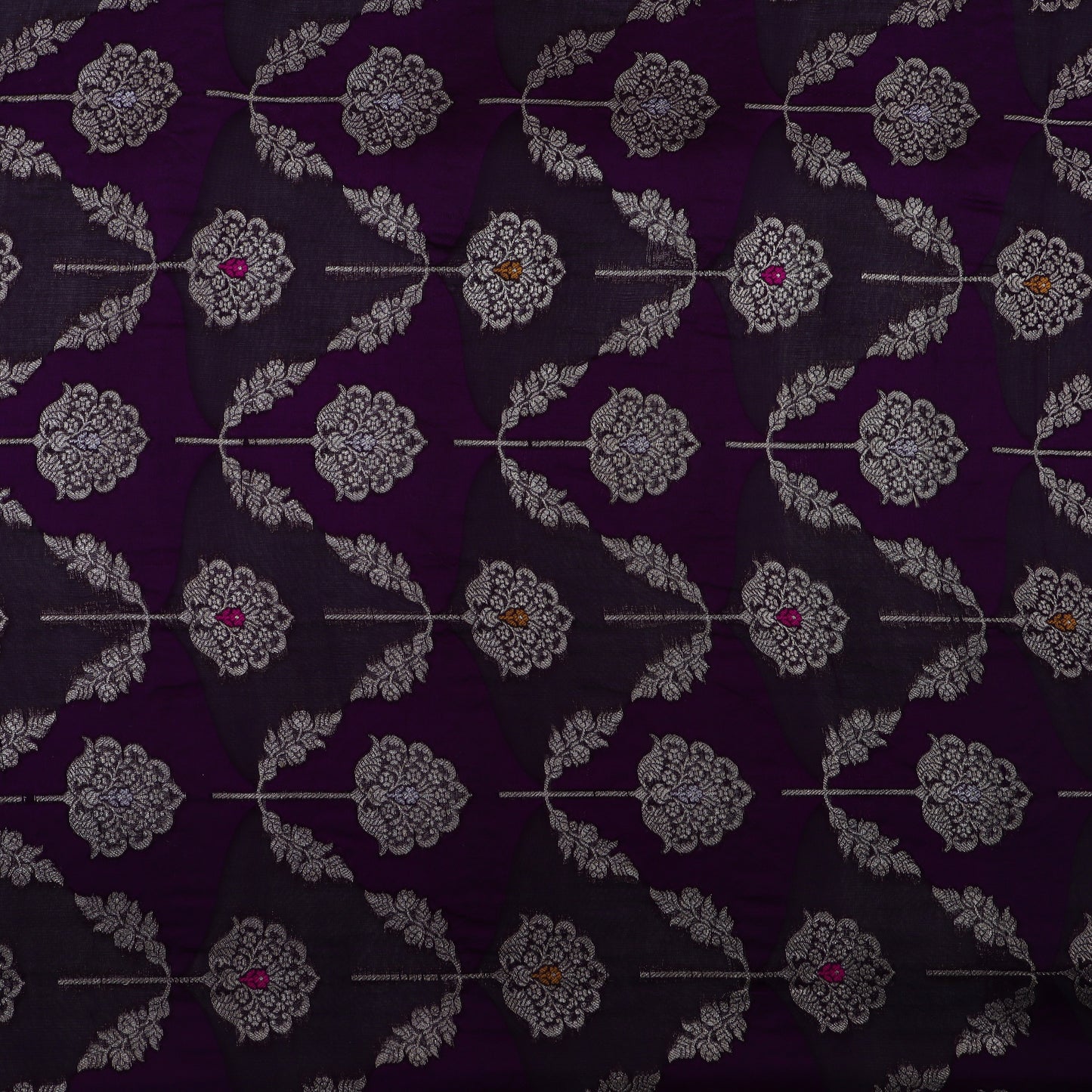 Purple Color Katan Meena Brocade Fabric