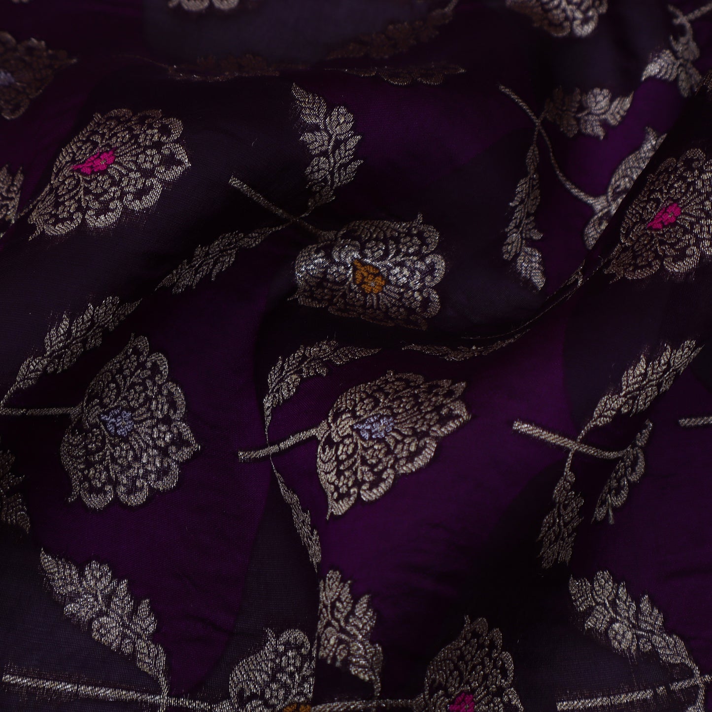 Purple Color Katan Meena Brocade Fabric