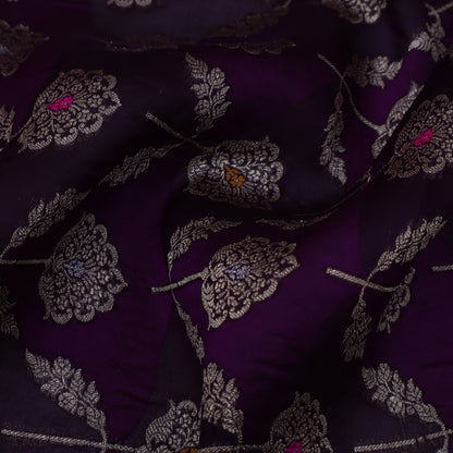 Purple Color Katan Meena Brocade Fabric