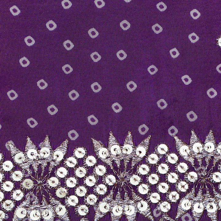 Purple Color Tissue Print Border Embroidery Fabric (Cut Pieces 2Mtr)