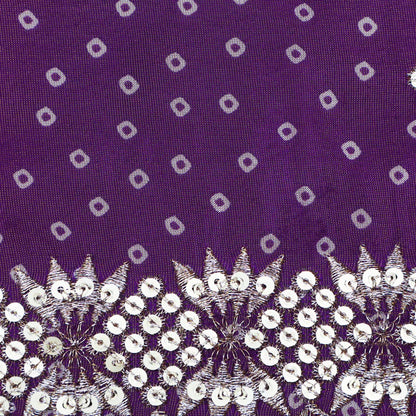 Purple Color Tissue Print Border Embroidery Fabric (Cut Pieces 2Mtr)