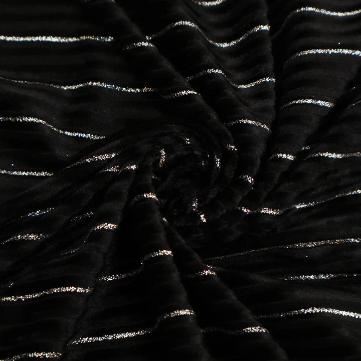 Velvet Crush Stripe Foil Fabric (Cut Pieces 2Mtr)