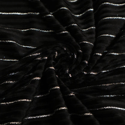Velvet Crush Stripe Foil Fabric (Cut Pieces 2Mtr)