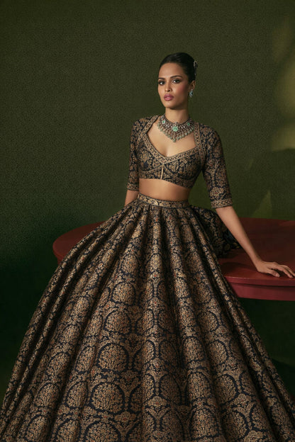 Traditional Meena Work Katan Brocade