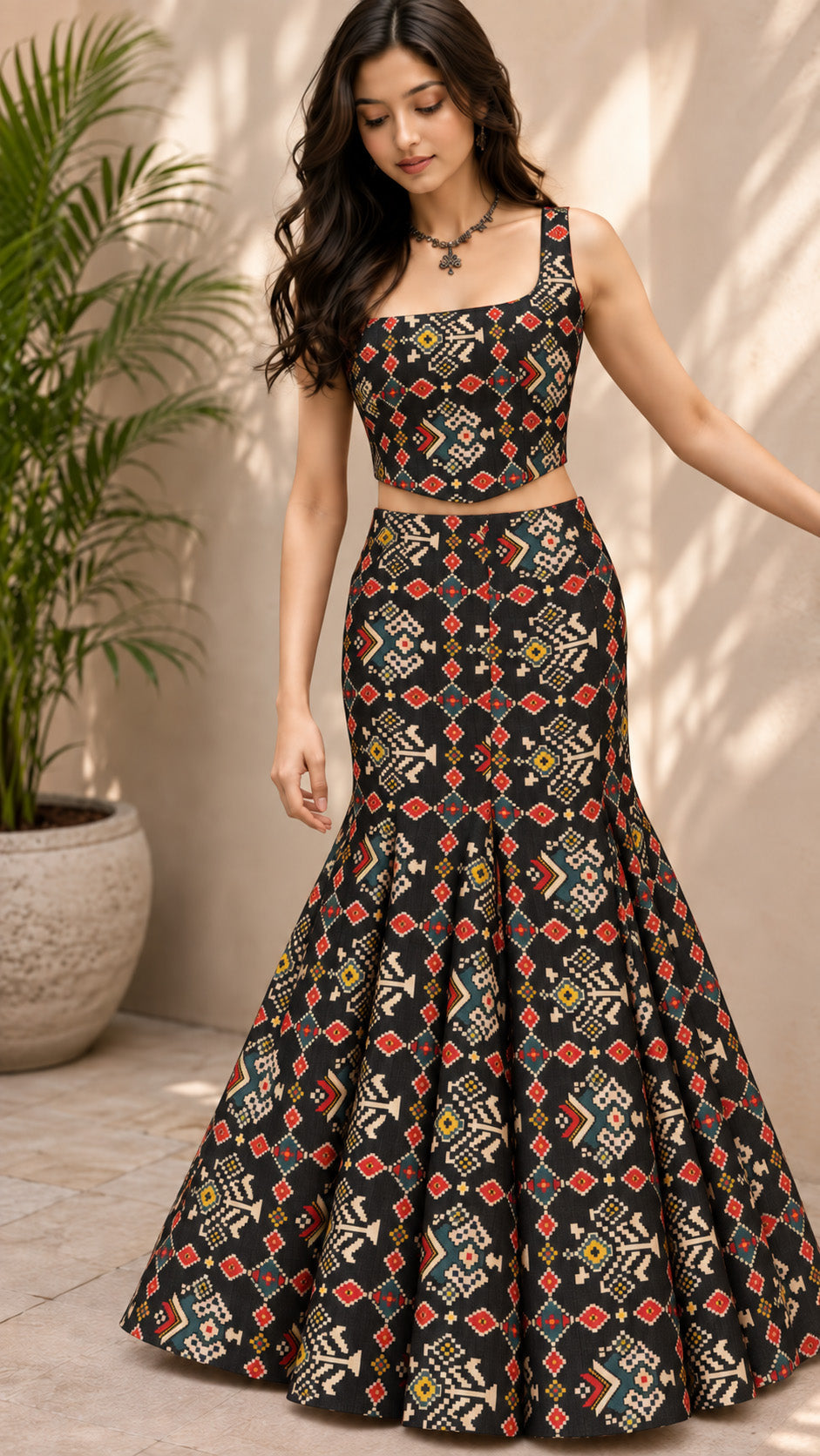Raw Silk Ikkat Print Fabric