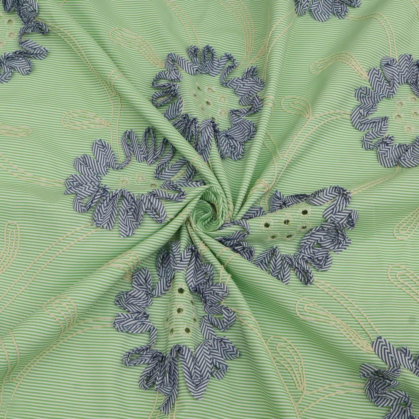Cotton Stripe Embroidery Fabric