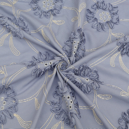 Cotton Stripe Embroidery Fabric