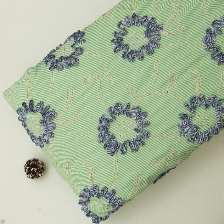 Cotton Stripe Embroidery Fabric