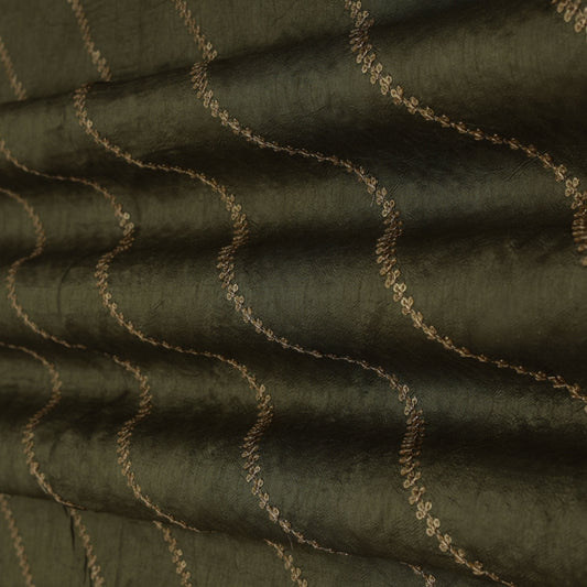 Mehendi Green Color Nokia Silk Stripe Fabric