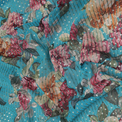 Georgette Print Embroidery Fabric