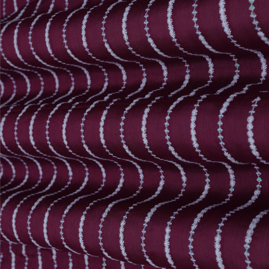 Wine Color CHINON STRIPE Embroidery Fabric