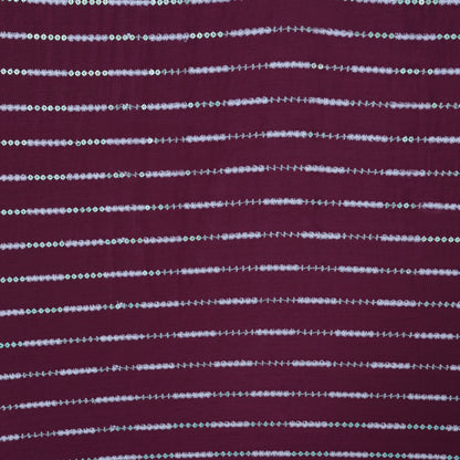 Wine Color CHINON STRIPE Embroidery Fabric