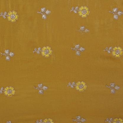 Mustard Color TISSUE ZARI BOOTI Fabric