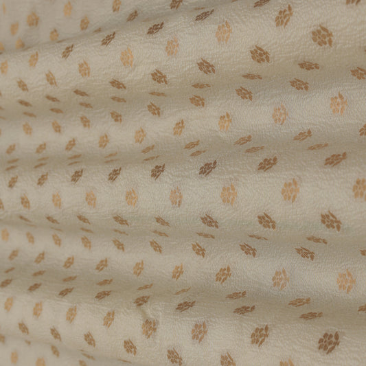 Beige Color Munga Silk Zari Booti Fabric