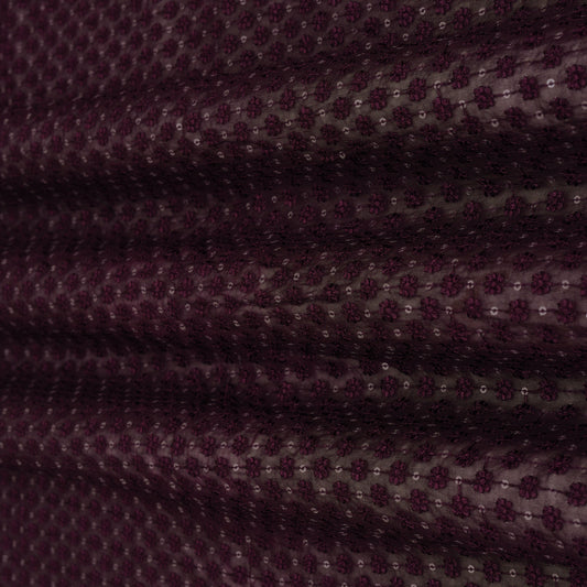 Wine Colored Georgette Embroidery Fabric