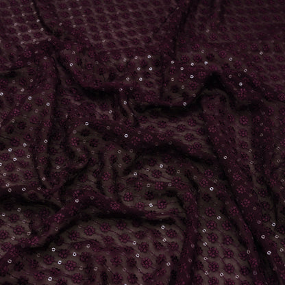 Wine Colored Georgette Embroidery Fabric