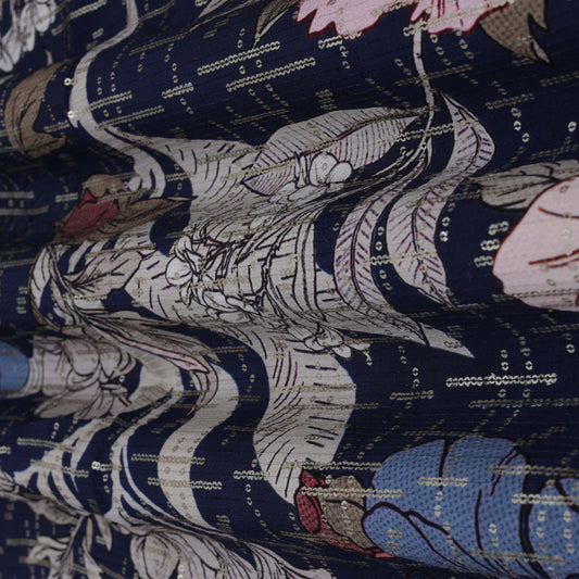 Multi-Color Crepe Sequence Fabric