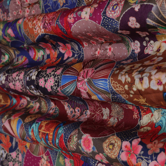 Multi-Color DOLA SILK HYDRA PRINT Embroidery Fabric